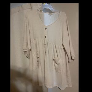 Cream Waffle Knit Dress